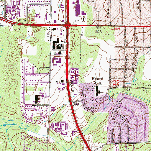 Topographic Map of Fountain Plaza Shopping Center, AL