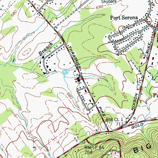 Topographic Map of Middle Valley Church of Christ, TN