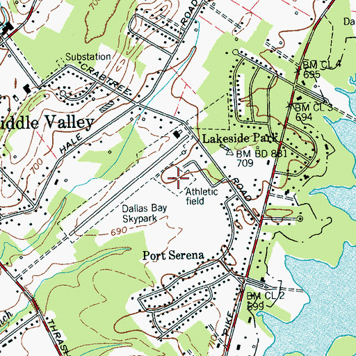 Topographic Map of Middle Valley Recreation Area, TN
