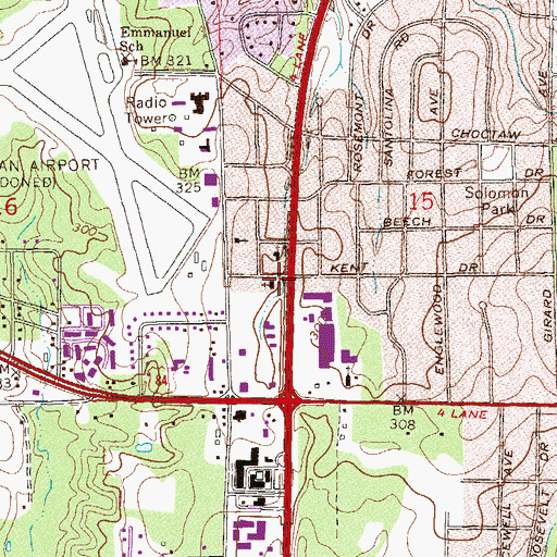 Topographic Map of Foursquare Gospel Church, AL