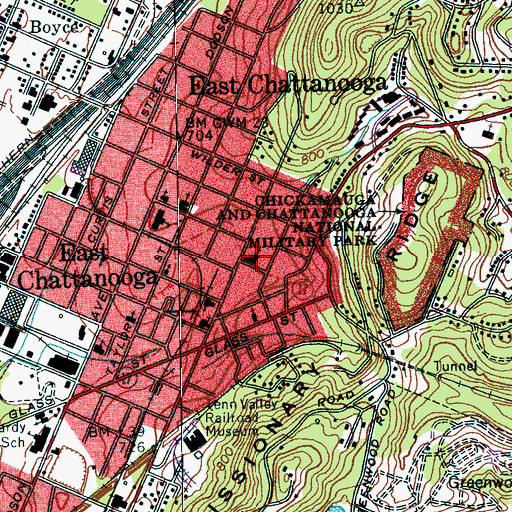 Topographic Map of Mount Canaan Baptist Church, TN