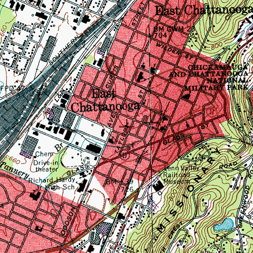 Topographic Map of Mount Zion Missionary Baptist Church, TN