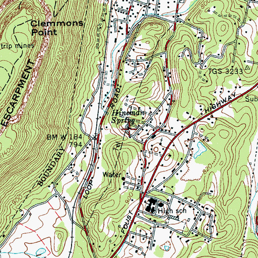 Topographic Map of Mountain View Baptist Church, TN