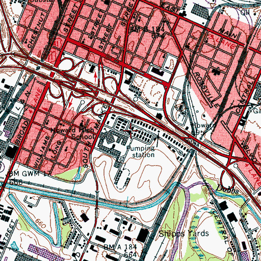 Topographic Map of New Emanuel Baptist Church, TN