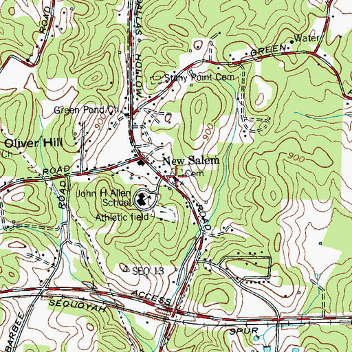 Topographic Map of New Salem Baptist Church, TN