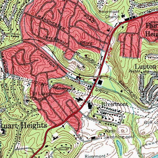 Topographic Map of Lupton Drive Baptist Church, TN