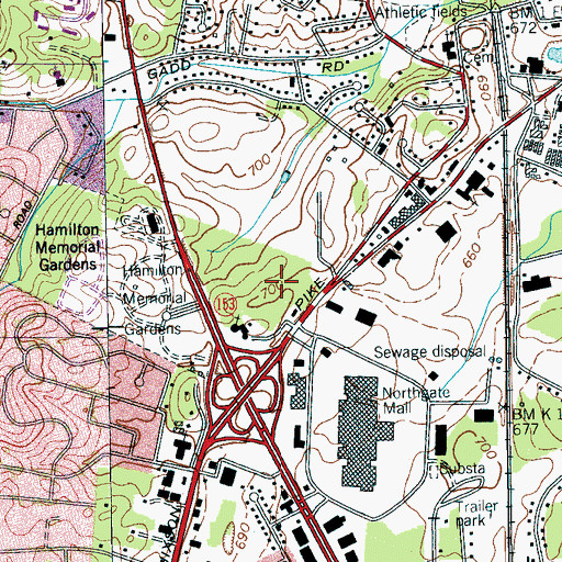 Topographic Map of Northgate Crossing Shopping Center, TN