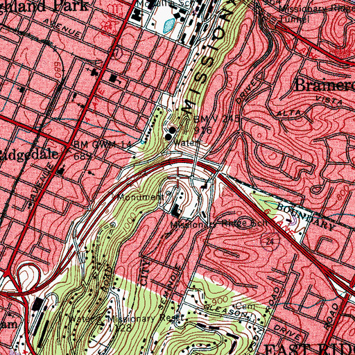 Topographic Map of Oak Grove Elementary School, TN