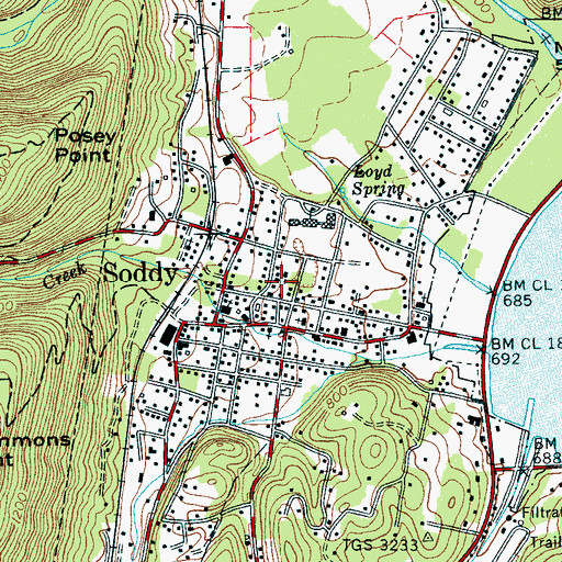 Topographic Map of Oak Street Baptist Church, TN
