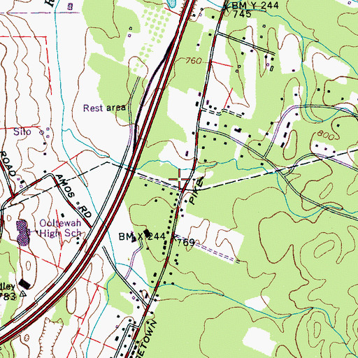 Topographic Map of Ooltewah Church (historical), TN