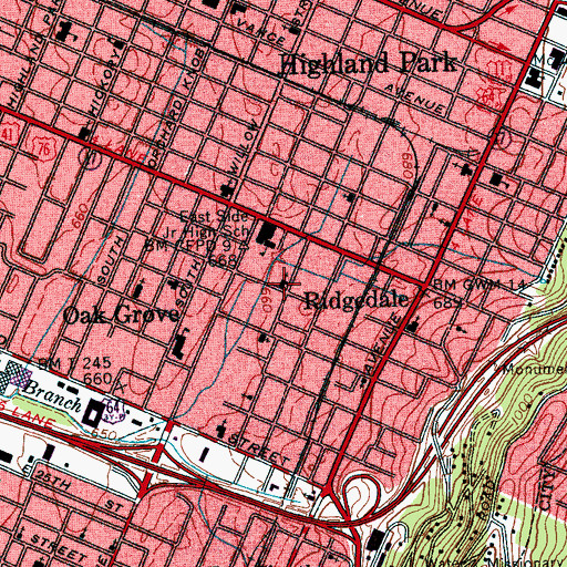 Topographic Map of Original Church of God, TN