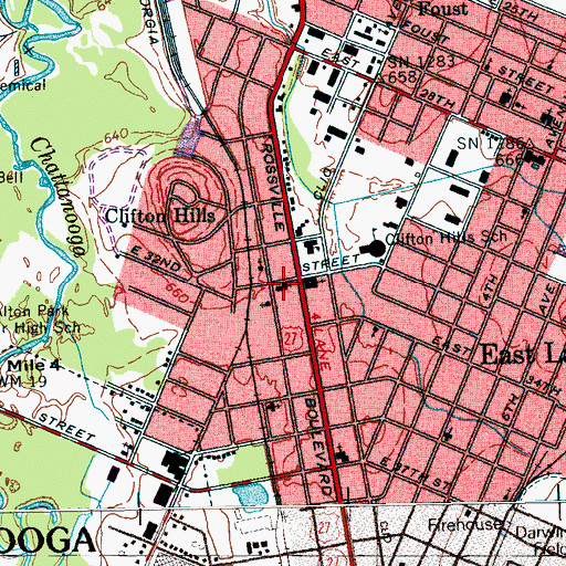 Topographic Map of Pentecostal Church of God, TN