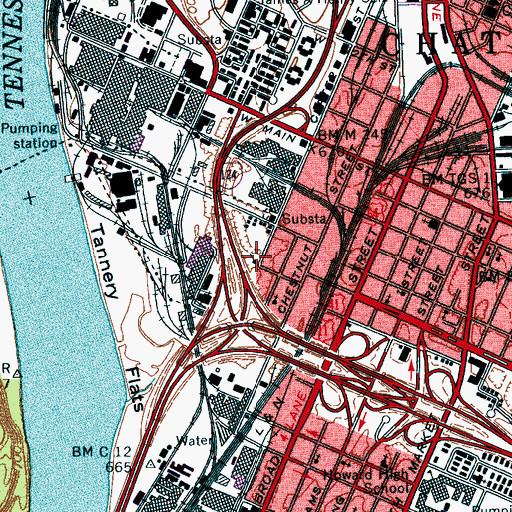 Topographic Map of Philadelphia Baptist Church, TN