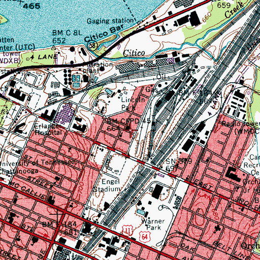 Topographic Map of Pierce Avenue Missionary Baptist Church, TN