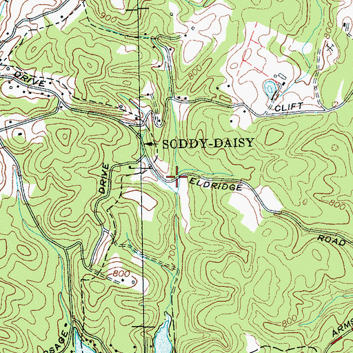 Topographic Map of Pleasant Grove Church (historical), TN