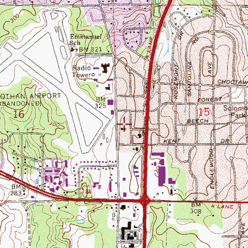 Topographic Map of Grace Baptist Church, AL