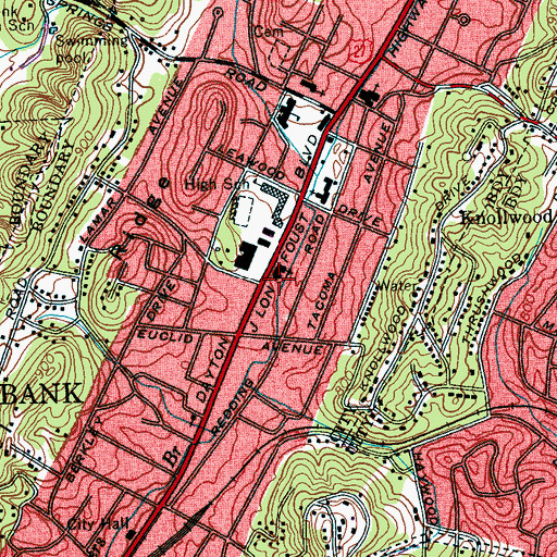 Topographic Map of Red Bank Church of Christ, TN