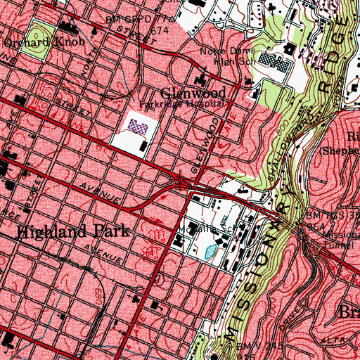 Topographic Map of Ridgedale Baptist Church, TN