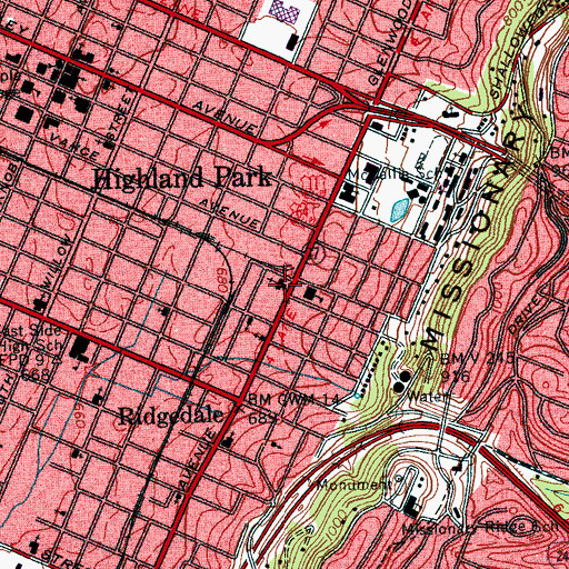 Topographic Map of Ridgedale Church of Christ, TN