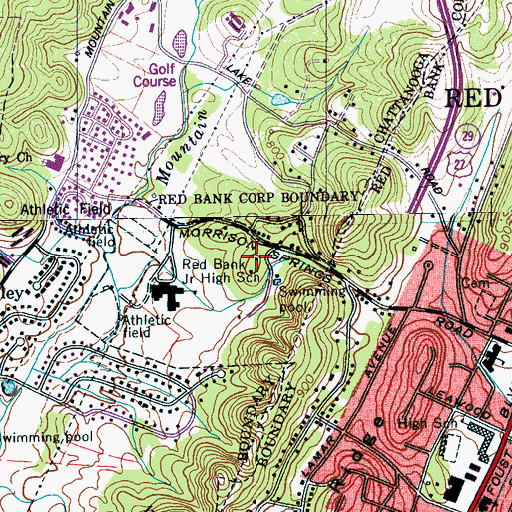 Topographic Map of Erlanger North Hospital, TN