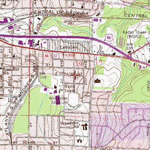 Topographic Map of Grandview Assembly of God Church, AL