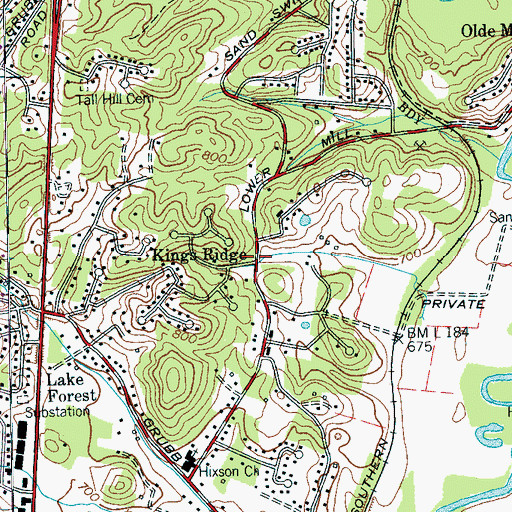Topographic Map of Rogers Chapel (historical), TN