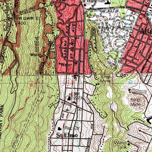 Topographic Map of Saint Elmo Avenue Baptist Church, TN