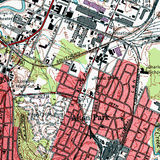 Topographic Map of Saint Elmo Missionary Baptist Church, TN