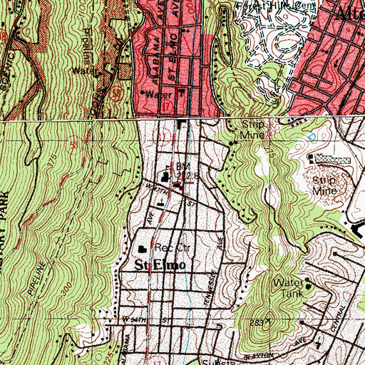 Topographic Map of Saint Elmo United Methodist Church, TN