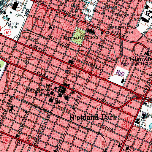Topographic Map of Saint James Baptist Church, TN