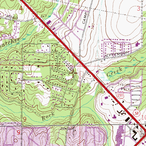 Topographic Map of Griffin Heights, AL