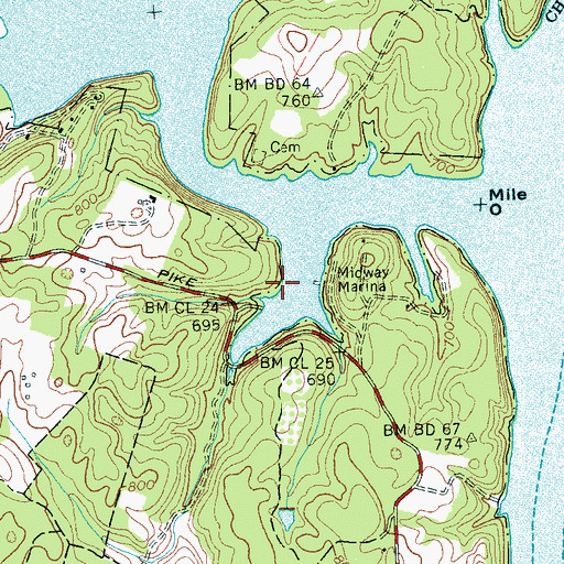 Topographic Map of Sale Creek Dock, TN