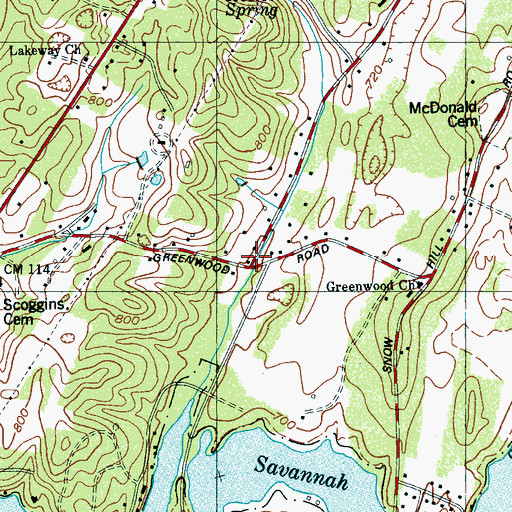 Topographic Map of Scoggins Mill (historical), TN