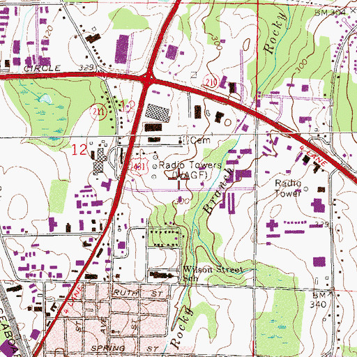 Topographic Map of Hallie Turner Private School, AL