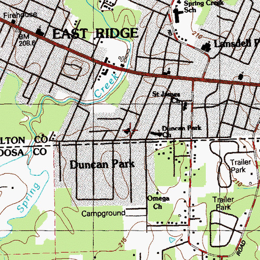 Topographic Map of Scott Memorial Church of God, TN