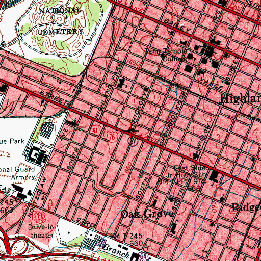 Topographic Map of Second Baptist Church, TN