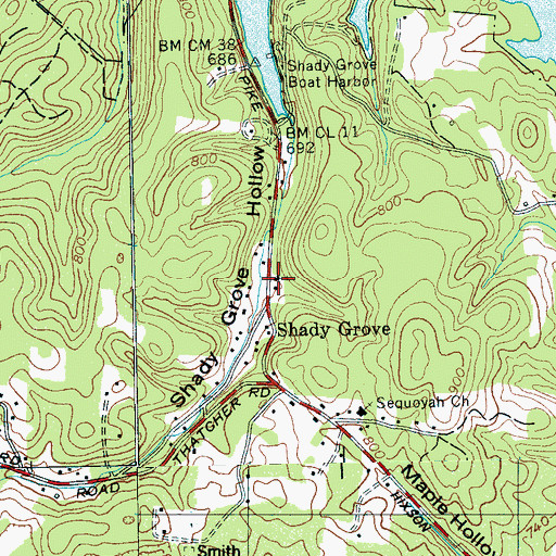 Topographic Map of Shady Grove Church, TN