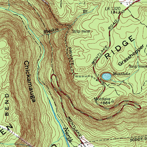 Topographic Map of Sharp Mine, TN