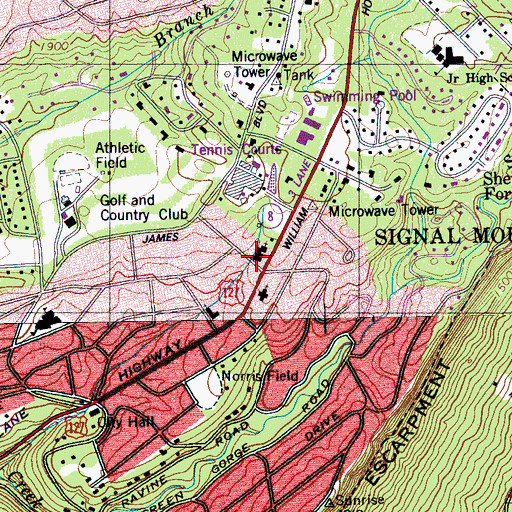 Topographic Map of Signal Crest United Methodist Church, TN