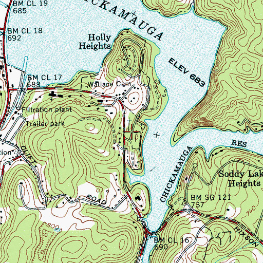 Topographic Map of Soddy Cemetery, TN