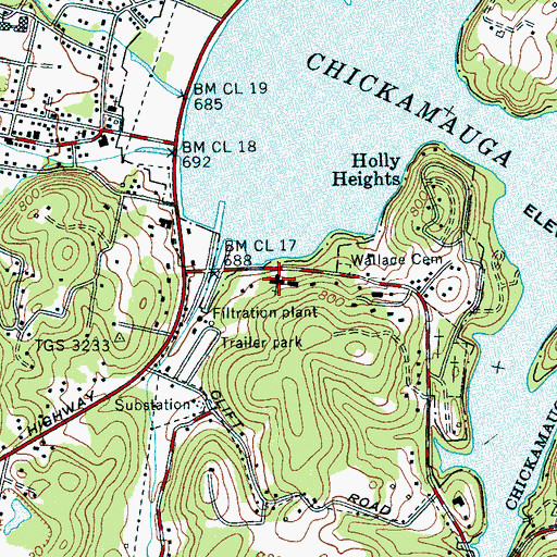 Topographic Map of Soddy Church of Christ, TN