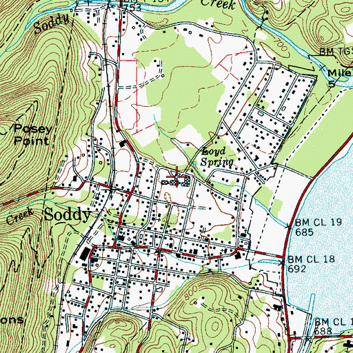 Topographic Map of Soddy Elementary School, TN