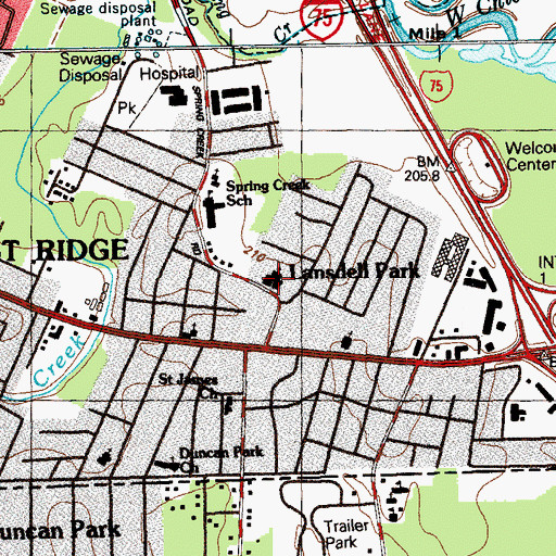 Topographic Map of Spring Creek Road Baptist Church, TN
