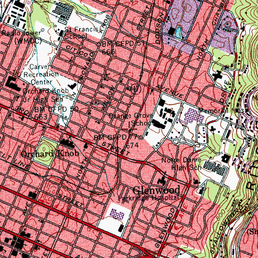 Topographic Map of Stanley United Methodist Church, TN