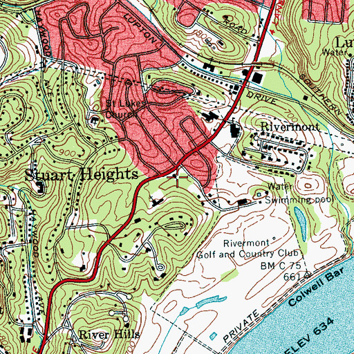 Topographic Map of Stuart Heights Baptist Church, TN