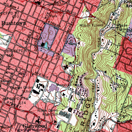 Topographic Map of Tennessee Tuberculosis Hospital, TN