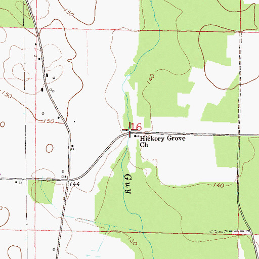 Topographic Map of Hickory Grove School (historical), AL
