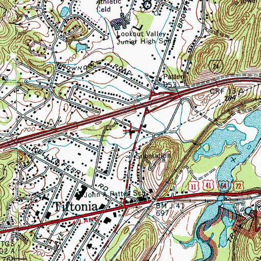 Topographic Map of Tiftonia Church of Christ, TN