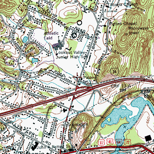 Topographic Map of Tiftonia Church of God, TN