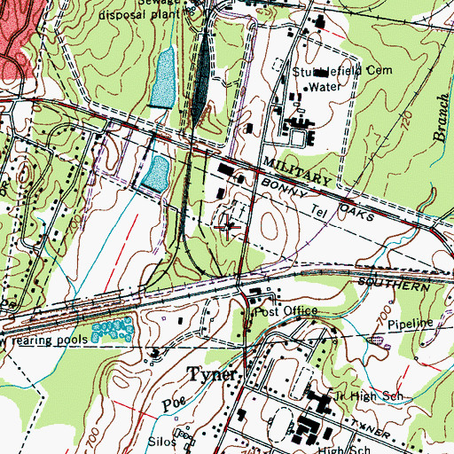 Topographic Map of Tyner Baptist Church, TN